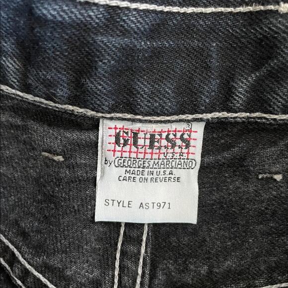 VTG Guess High Rise Boyfriend SHORTS Womens 27 Black Denim Y2K 90s Button Down - Picture 6 of 7